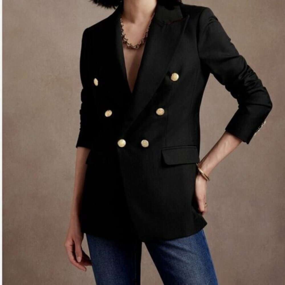 Banana Republic Women's Double Breasted Cadet Blazer in Black Size 4